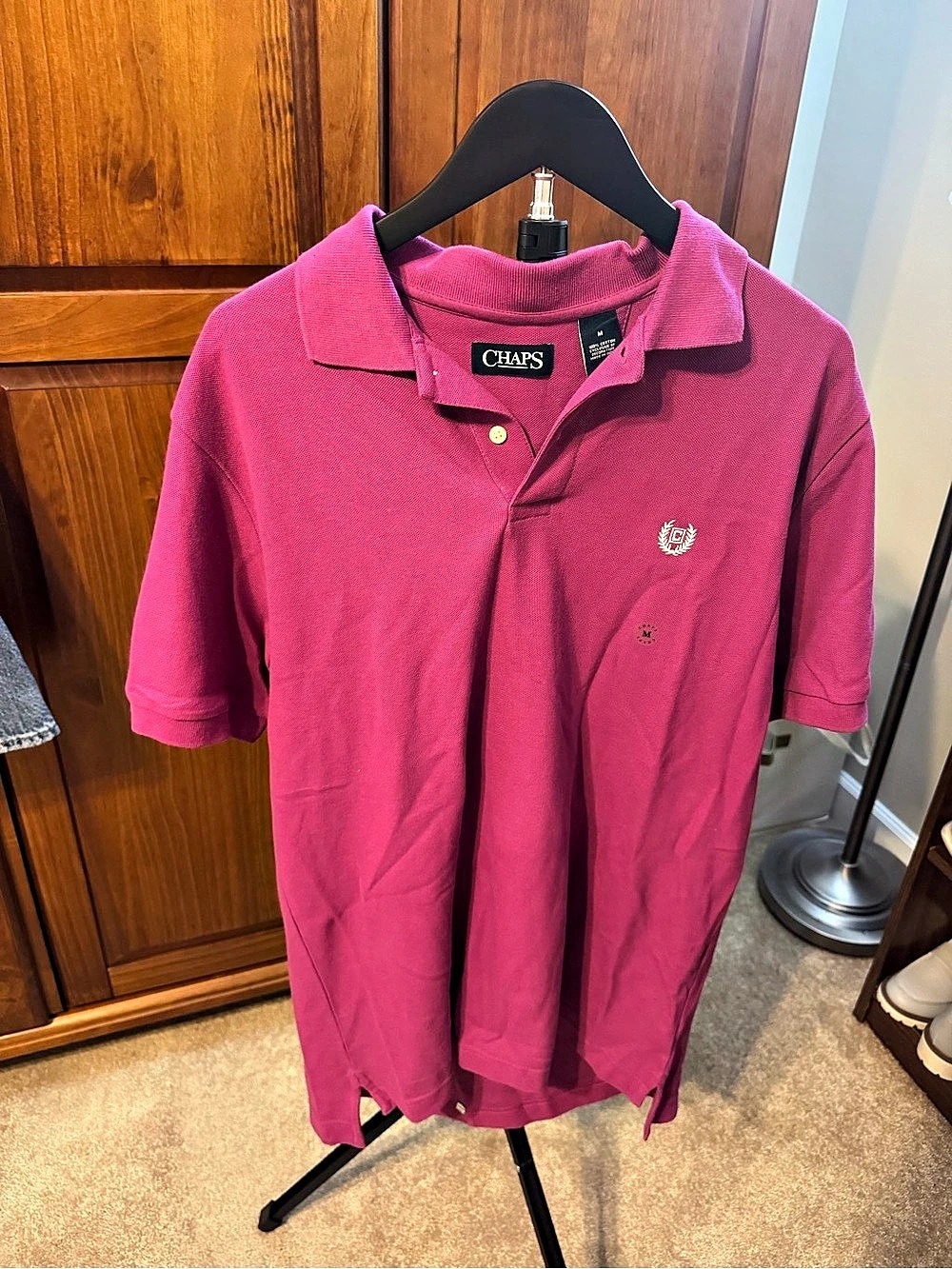 Chaps Short Sleeve Cotton Polo Shirt Pink - sz M